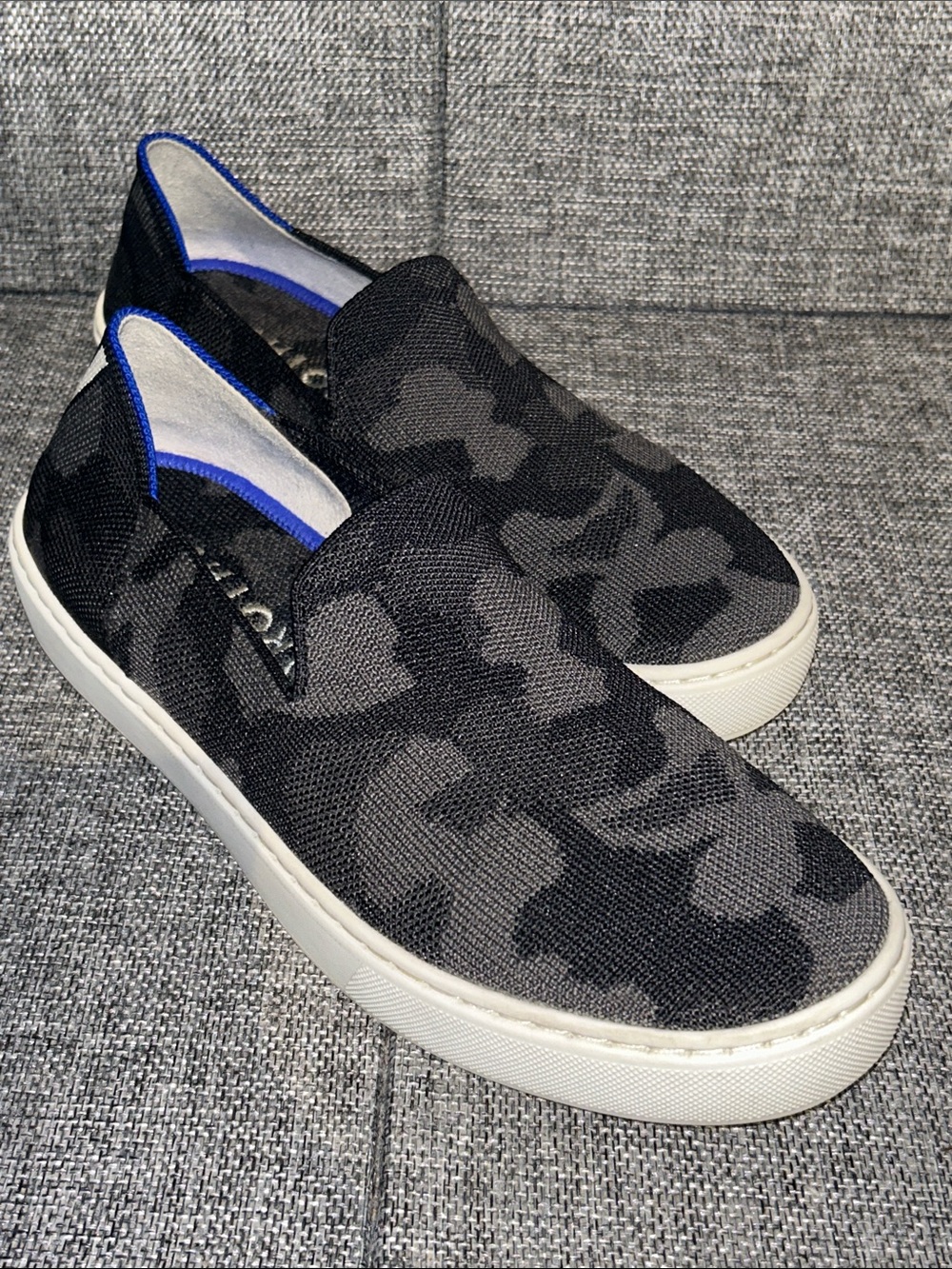 Rothy's Women's Slip-On Camo Knit Sneakers - Black & Gray